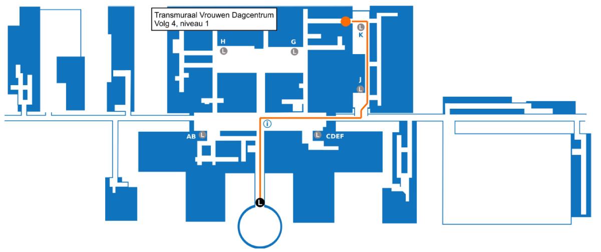 Route hoofdingang naar TVDC