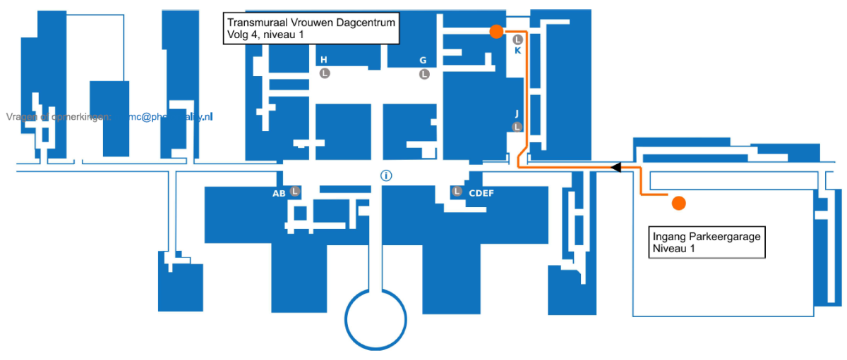 Route parkeergarage naar TVDC
